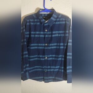 Calvin Klein Navy and Light Blue Striped Shirt
